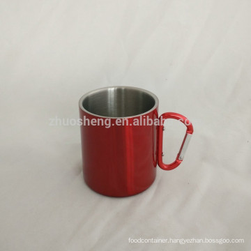 16oz 450ml double wall stainless steel coffee mug with carabiner handle